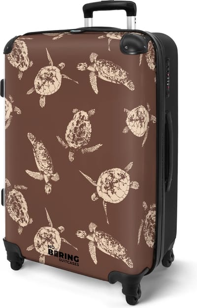NoBoringSuitcases.com® - Koffer groot - Rolkoffer lichtgewicht op wieltjes - Bruin met schildpadden print - Hardcase reiskoffer met 4 wielen - Grote trolley XL - 20 kg bagage medium