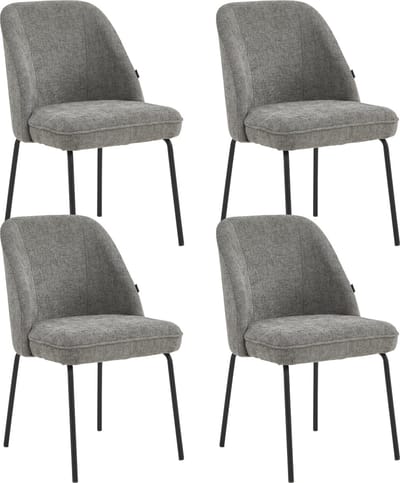 Colenis® - Julia Eetkamerstoel - Set Van 4 - Grijs - Linnen Stof - Industrieel - Design