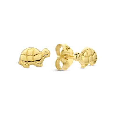 New Bling 9NBG-1088 – Gouden Oorbellen Dames – Oorknopjes Schildpad – 14K Goud – 6 mm – Cadeau voor Vrouwen