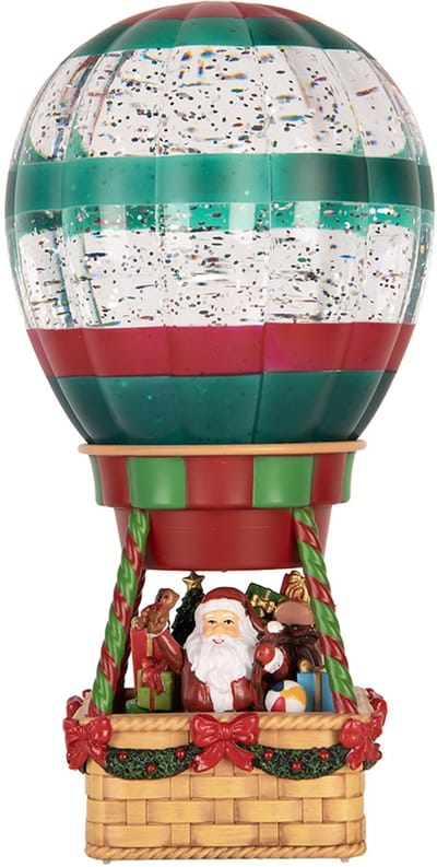 Clayre & Eef Kerstdecoratie met LED-verlichting en muziek Luchtballon 13x13x25 cm / 3xAAA Bruin Kunststof