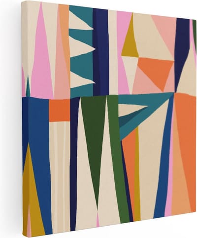 Artaza Canvas Schilderij Abstract Kleurrijk - 30x30 cm - Klein - Muurdecoratie Geometrisch - Wanddecoratie Woonkamer - Schilderijen Op Canvas