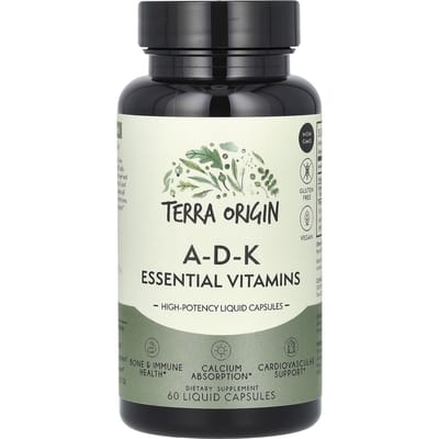 Terra Origin, A-D-K essentiële vitamines, 60 vloeibare capsules