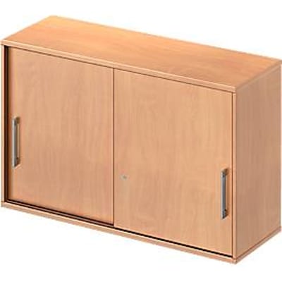 Schäfer Shop Genius Opzetkast met schuifdeuren TETRIS WOOD, 2 ordnerhoogten, B 1200 mm, hoogte incl. glijders, beukenpatroon