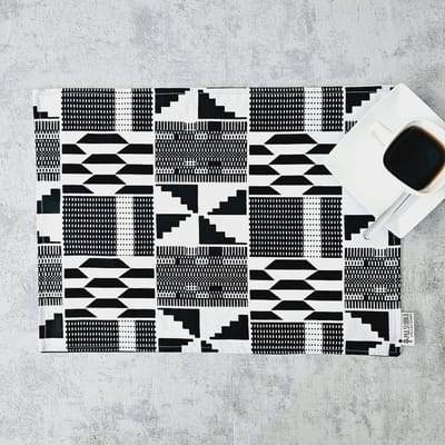 Placemats Set van 4 | 100% Katoen Geweven 32x42cm | ''Mudcloth'' geïnspireerde Wasbare Boho Stoffen Placemats