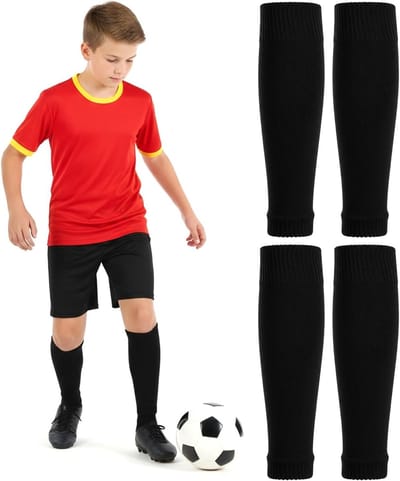 Kindersokken voor Voetbal, Vooraf Geknipte Voetbalsokken, Scheenbeschermers en Beenbeschermers voor Jongens van 7-14 Jaar, Ideaal voor Sport en Training