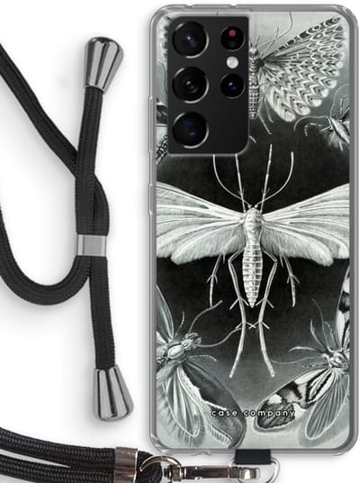Hoesje met koord geschikt voor Samsung Galaxy S21 Ultra hoesje met Koord - Haeckel Tineida - Telefoonhoesje met Zwart Koord - Bescherming aan alle Kanten en Over de Schermrand