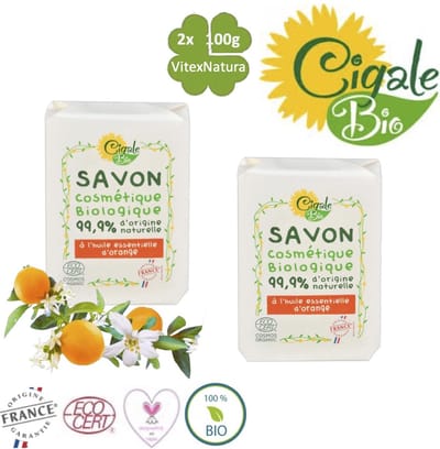 Cigale Bio | 2x100g sinaasappelbloesem essentiële olie zeep | Zonder conserveermiddel Zonder kleur