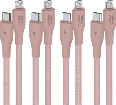 Usb C naar Lightning kabel - 1m - 4 stuks - Roze - Gevlochten - Sterk