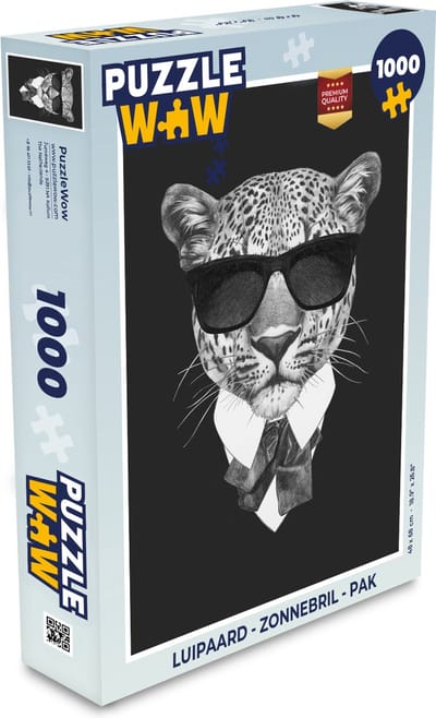 Puzzel Luipaard - Zonnebril - Pak - Legpuzzel - Puzzel 1000 stukjes volwassenen