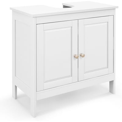Coast Onderkast Wastafel - 60x30x62 cm - Wit – Badkamerkast met 2 Deuren en Verstelbare Plank