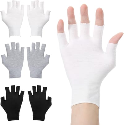 Zachte vingerloze handschoenen van katoen, ideaal voor eczeem, nachtverzorging en spa-behandelingen - 3 paar in zwart, wit en grijs