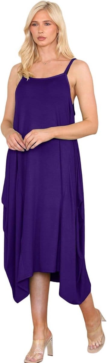 Lange Zomerjurk Dames Strappy Mouwloos Effen Gelaagd Midi Jurk