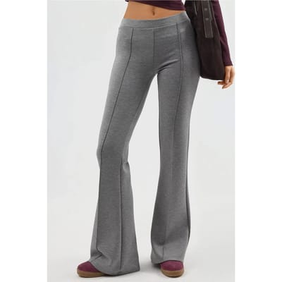 Geribbelde Elastische Flared Broek