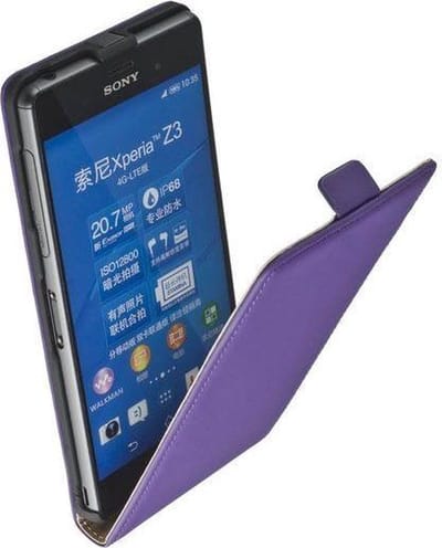 Premium Paars Sony Xperia Z3 Lederen Flip case Flip case hoesje