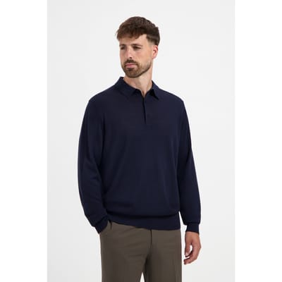 Merso Merino Polo Long Sleeve 100% Merino Navy Blue Talla: L | Polos Outlet | Hombre | Azul