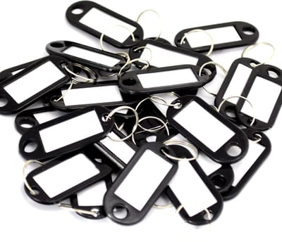Sleutellabel - Naamlabel - Sleutelhanger - Bagagelabel  zwart/wit - 25 stuks