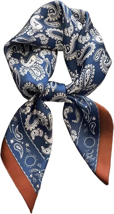 Vierkante sjaal - Zijden damessjaal - Lichtgewicht satijnen hoofdband - Vierkante hoofdsjaal in vintage-stijl - Stijlvol nek- en haaraccessoire - Ideaal cadeau - Blauw
