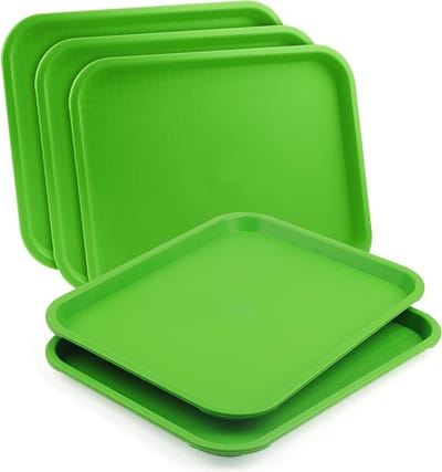 Set van 5 Plastic Fast Food Dienbladen 35x27cm Groen - Ideaal voor Restaurant, Cafeteria en Snacks