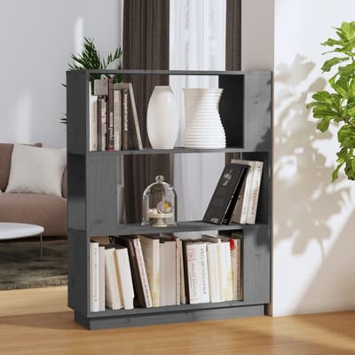 vidaXL - Boekenkast/kamerscherm - 80x25x101 - cm - massief - grenenhout - grijs