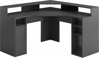Hoekbureau Paco Antraciet - 138,7x138,7cm - Met opbergruimte - Hoogte 90.3 cm - Met lades