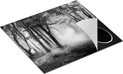 Chefcare Inductie Beschermer Rood Bos met Bomen - Zwart Wit - 60x50 cm - Afdekplaat Inductie - Kookplaat Beschermer - Inductie Mat
