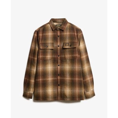Geverfde ruitige fleece-voering uit wol met rits Superdry