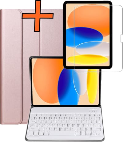 Hoesje - Geschikt voor Apple iPad A16/A18 (2025/2026) - 11 inch (11e & 12e generatie) - Met Screenprotector - Keyboard Book Cover - Toetsenbord Case - Hoes - Rosé goud