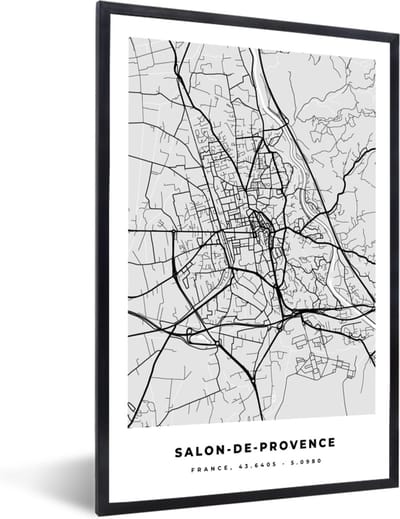 Fotolijst incl. Poster - Plattegrond - Kaart - Stadskaart - Frankrijk - Salon-de-Provence - 40x60 cm - Posterlijst