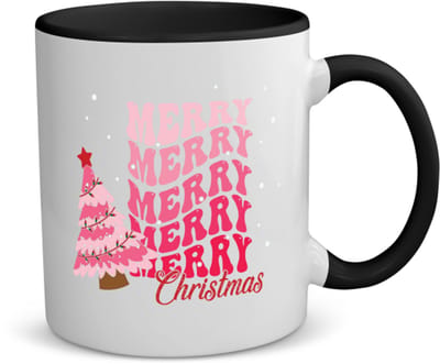 Akyol - kerst merry christmas koffiemok - theemok - zwart - Kerstmis - kerst beker - winter - kerst - christmas - kerst cadeau - 350 ML inhoud