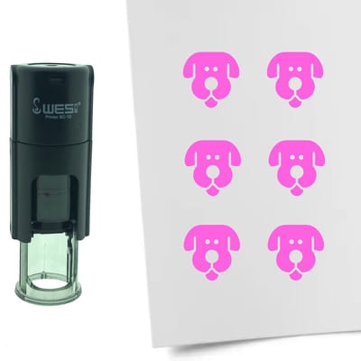 CombiCraft Stempel Hond 10mm rond - roze inkt