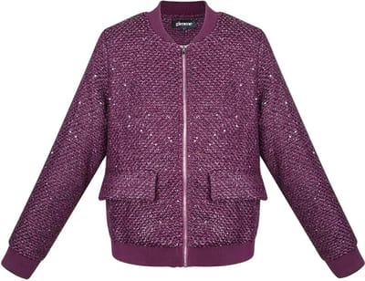 Bomberjack Sparkly day- Maat S - Kerstkleding - Bordeaux - Damesjacket