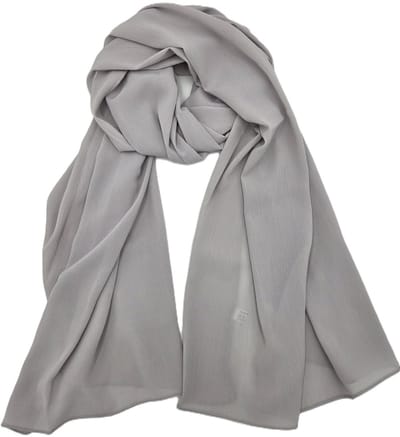 Lange dames chiffon sjaal Atie-ton sur ton lijnpatroon-effen licht grijs zilvergrijs-omslagdoek-stola