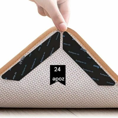 TOVBMUP Antislip tapijtklemmen - Tapijtklemmen - Antislipstickers - Herbruikbare tapijtklemmen - Geschikt voor hardhouten vloeren, tapijten en vloerkleden - Verpakking van 24 - Zwart