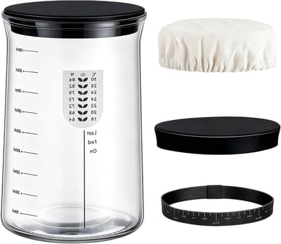 Zuurdeeg Pot - Moedergist Container - Brood Bakken - Zichtbare Gisting - 19.6 x 10.6 cm - Transparant