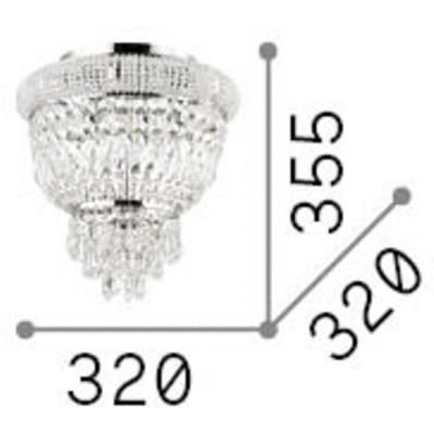 IDEAL LUX plafondlamp Dubai messing/helder, Ø 32 cm, kristal
