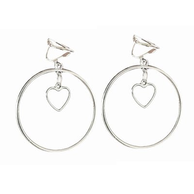 Clip oorringen -zilverkleur -hart- geen gaatje- Charme Bijoux