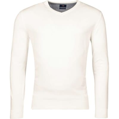 Baileys Trui Luxury Pima Cotton V-Neck Single Knit Off White / male