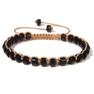 Marama - Heren armband Onyx - Verstelbaar 19-24 cm - Stoer design