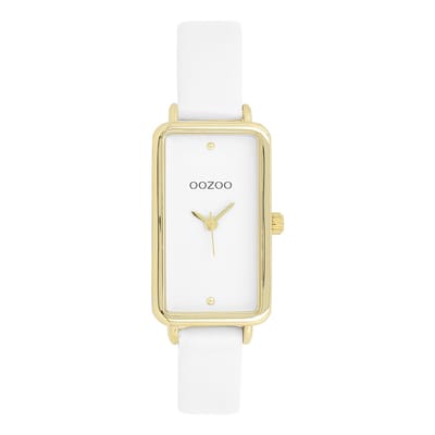 OOZOO Timepieces - Goudkleurige horloge met leren band leren band - C11530