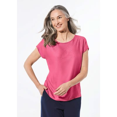 Blouse met glittersteentjes - roze - Gr. 19 van Goldner Fashion
