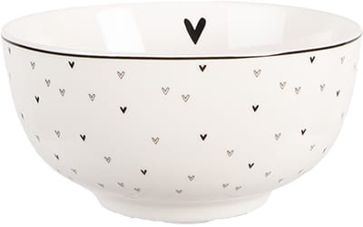 Clayre & Eef Soepkom 500 ml Wit Porselein Hartjes