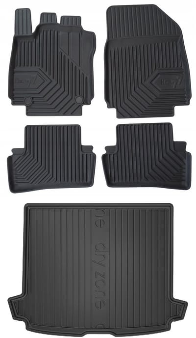 Frogum Renault Clio IV Kombi 2012-2020 - Mattenset & Kofferbakmat - Hoge Laadvloer - TPE - 5 cm Rand - Set 77 + DryZone