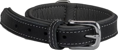 Panzi-Pet - Luxe leren halsband hond - zwart - 18mm dik - voor honden met halsomtrek van 25 tot 32cm