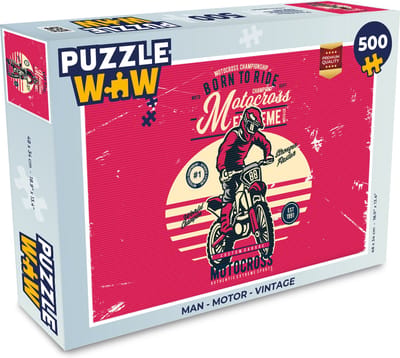 Puzzel Man - Motor - Vintage - Legpuzzel - Puzzel 500 stukjes