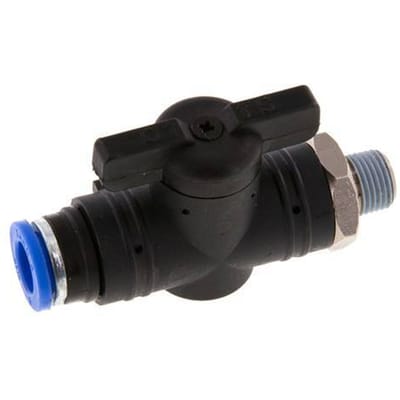 8 mm - R1/8'' Kunststof/Messing rechte 2-Weg Kogelkraan