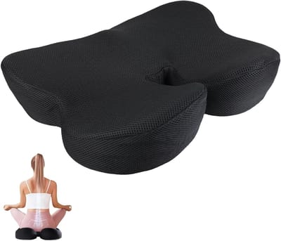 Orthopedisch Zitkussen voor Bureaustoel, Ergonomisch Kussen met Geheugenfoam voor Auto en Rolstoel, Zwart, 16 x 18 x 2,2 inch, Comfort en Rugsteun