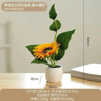 Huisdecoratie Artistieke Zonnebloem Plantenbakken Tuin Ornament Eenvoudige Woonkamer Tafeldecoraties Simulatie Bloempot Cadeaus black