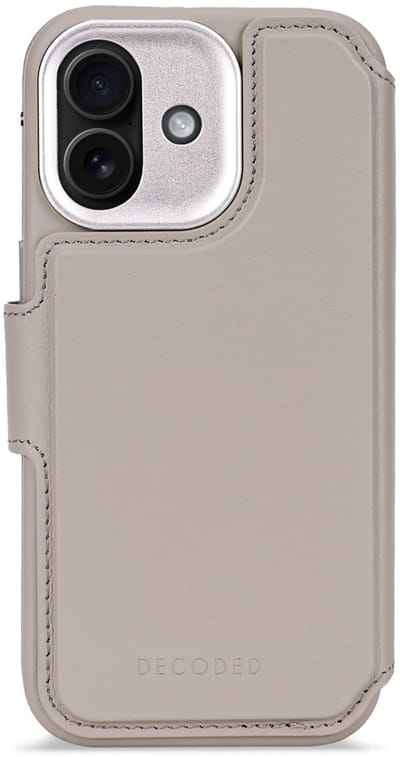 DECODED 2-in-1 Leren Detachable Wallet Hoesje Geschikt voor iPhone 17 - Magnetisch Afneembaar - met Pasjeshouder - Premium ECCO Leer - Geschikt voor MagSafe - Beige
