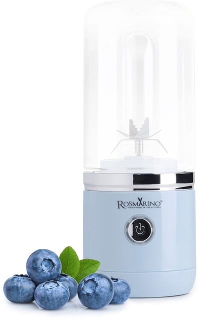 Rosmarino Portable Blender - Blender Smoothie - Blender to go - Smoothie blender - Mini Blender - Draadloos - 400 ml - 150W - Babyblauw