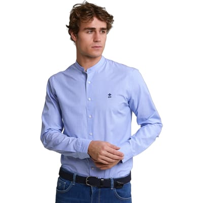 River Woods Slim Fit Uni Shirt Blue Maat: 3XL | Casual Overhemden Outlet | Heren | Blauw